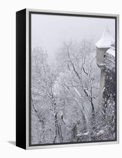 Austria, Salzburg. Part of Salzburg Castle Wall in the Winter-Bill Young-Framed Premier Image Canvas