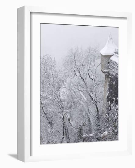 Austria, Salzburg. Part of Salzburg Castle Wall in the Winter-Bill Young-Framed Photographic Print