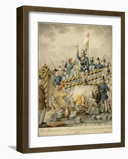 Austria, Satire Depicting Barricades at Vienna During 1848 Revolution-Henry Fuseli-Framed Giclee Print