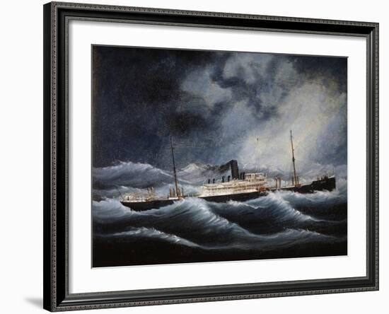 Austria Steamship of Lloyd Company During Storm-null-Framed Giclee Print