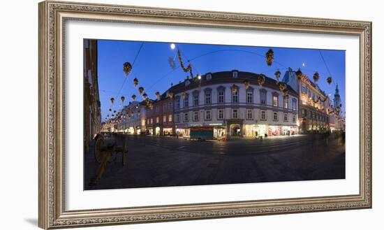 Austria, Styria, Graz, Herrengasse, Frontage, Evening-Mood, Panorama-Rainer Mirau-Framed Photographic Print