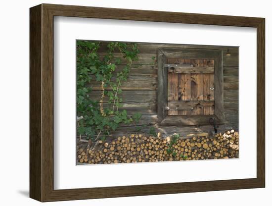 Austria, Tyrol, firewood in front of a wooden facade.-Roland T. Frank-Framed Photographic Print