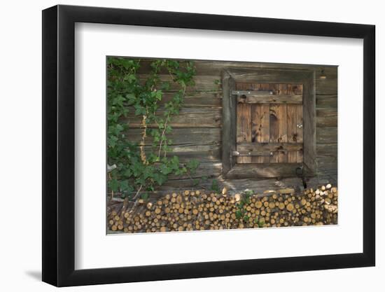 Austria, Tyrol, firewood in front of a wooden facade.-Roland T. Frank-Framed Photographic Print