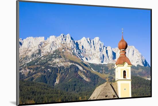 Austria, Tyrol, Going, Steeple, Mountains, Wilder Kaiser-Frank Lukasseck-Mounted Photographic Print