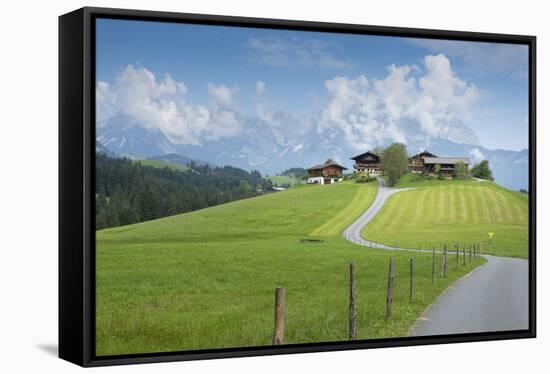 Austria, Tyrol, Reith bei Kitzbuehel, farms close Reith.-Roland T. Frank-Framed Stretched Canvas