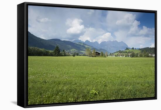 Austria, Tyrol, Reith bei Kitzbuehel, in the background the Kaiser Mountains-Roland T. Frank-Framed Stretched Canvas