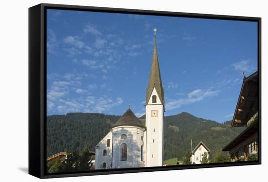 Austria, Tyrol, Reith bei Kitzbuehel, the Heilige Ägidius und Silvester Kirche-Roland T. Frank-Framed Stretched Canvas