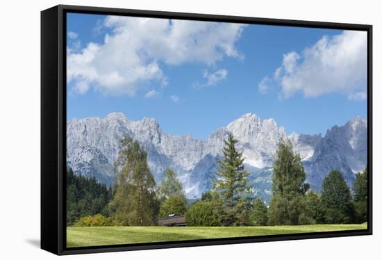 Austria, Tyrol, scenery Reith bei Kitzbuehel, in the background the Kaiser Mountains-Roland T. Frank-Framed Stretched Canvas