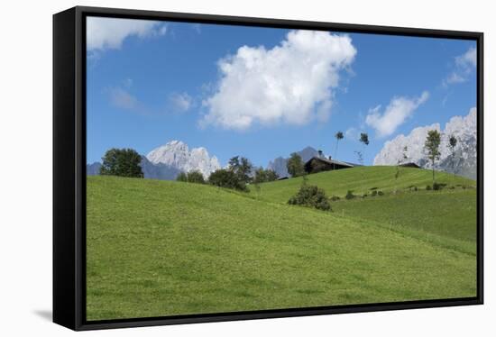 Austria, Tyrol, scenery Reith bei Kitzbuehel, in the background the Kaiser Mountains-Roland T. Frank-Framed Stretched Canvas