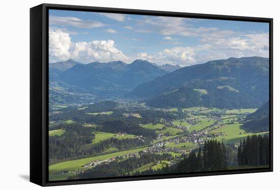 Austria, Tyrol, view from the Astberg to Reith bei Kitzbuehel-Roland T. Frank-Framed Stretched Canvas
