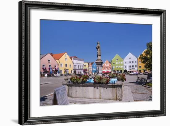 Austria, Upper Austria, Innviertel, Obernberg on the Inn, Marketplace, Rococo Facade-Udo Siebig-Framed Photographic Print