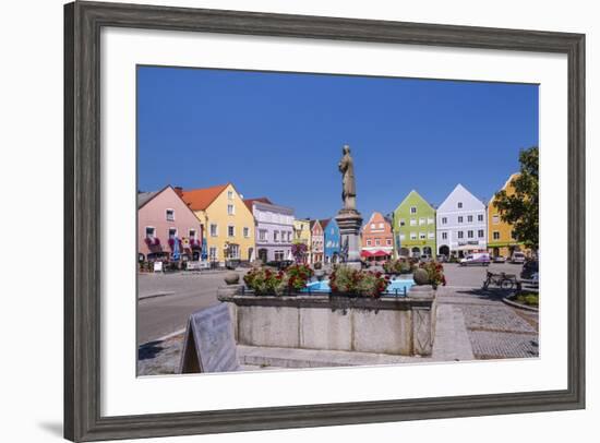 Austria, Upper Austria, Innviertel, Obernberg on the Inn, Marketplace, Rococo Facade-Udo Siebig-Framed Photographic Print