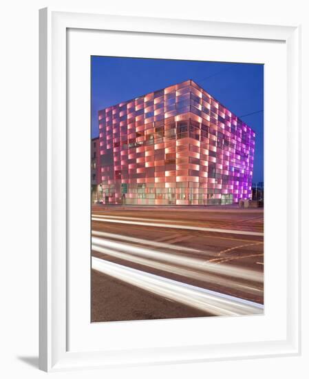 Austria, Upper Austria, Linz, Ars Electronica, Light Tracks, Evening-Rainer Mirau-Framed Photographic Print