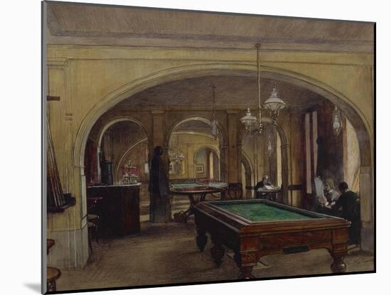 Austria, Vienna Cafe Interior with Billiards Table-null-Mounted Giclee Print