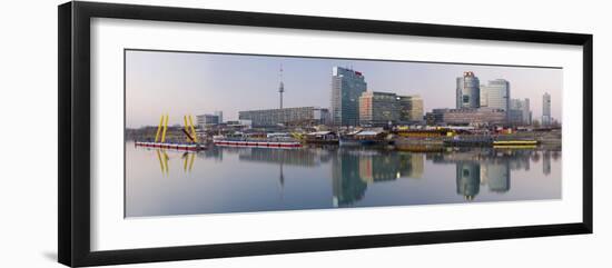 Austria, Vienna, Donau-City, Donau-City, City View, Evening-Mood, Danube, Panorama-Rainer Mirau-Framed Photographic Print