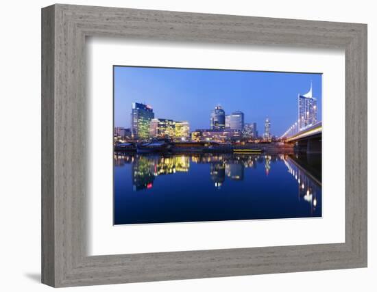 Austria, Vienna, Donau-City, Donau-City, City View, Evening-Mood, Danube, Panorama-Rainer Mirau-Framed Photographic Print