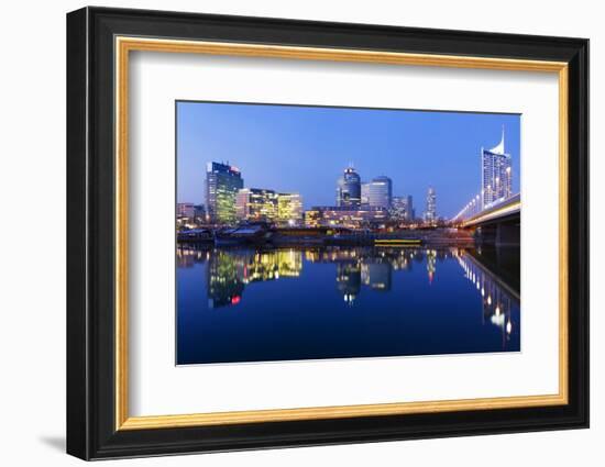 Austria, Vienna, Donau-City, Donau-City, City View, Evening-Mood, Danube, Panorama-Rainer Mirau-Framed Photographic Print