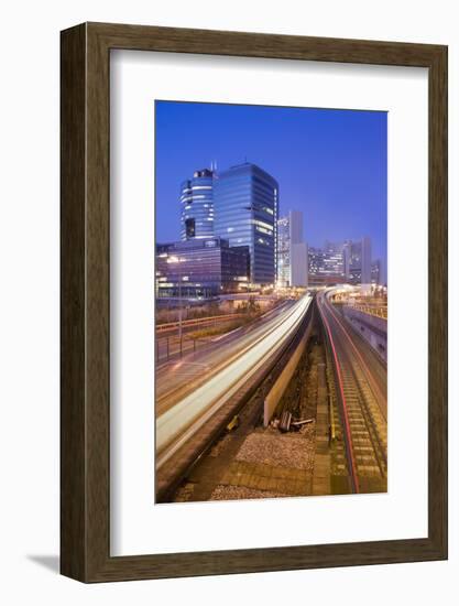 Austria, Vienna, Donau-City, Donau-City, City View, Evening-Mood, Light-Tracks, Streets-Rainer Mirau-Framed Photographic Print