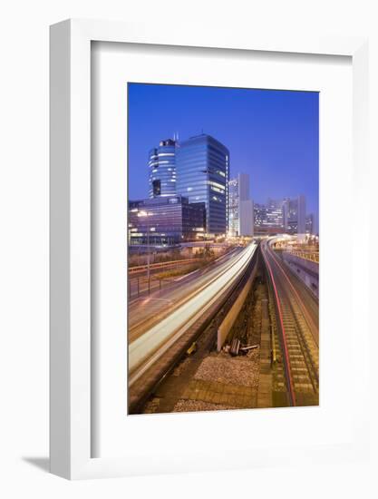 Austria, Vienna, Donau-City, Donau-City, City View, Evening-Mood, Light-Tracks, Streets-Rainer Mirau-Framed Photographic Print