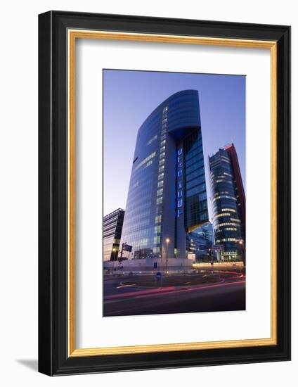 Austria, Vienna, Donau-City, Donau-City, High-Rise-Facade, Light-Tracks, Evening-Mood-Rainer Mirau-Framed Photographic Print