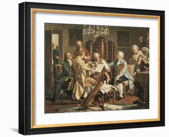 Austria, Vienna, Franz Joseph Haydn Conducting a String Quartet-null-Framed Giclee Print