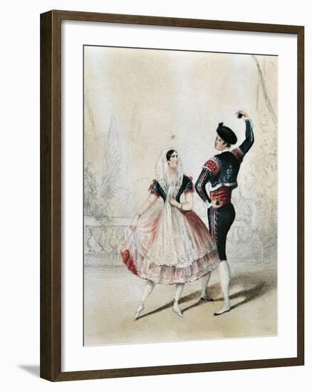 Austria, Vienna, Maria Taglioni and Charles Muller Perform a Spanish Dance-null-Framed Giclee Print