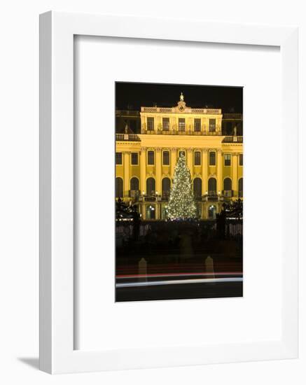 Austria, Vienna, Palace Schšnbrunn, Christmas Market, Christmas-Tree, Evening-Mood, Light-Tracks-Rainer Mirau-Framed Photographic Print