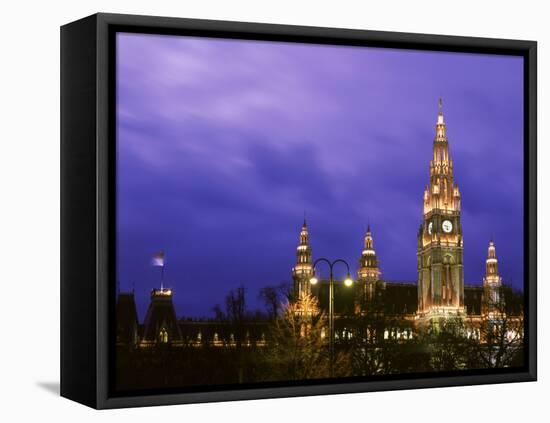 Austria, Vienna, Rathaus, Night-null-Framed Premier Image Canvas