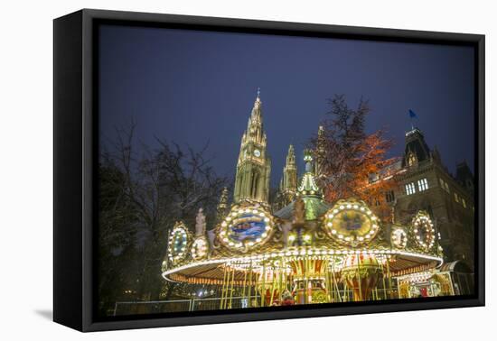 Austria, Vienna, Rathaus, Town Hall, Christmas-Walter Bibikow-Framed Premier Image Canvas