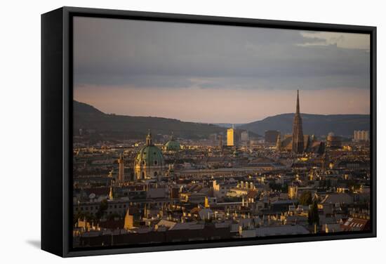 Austria, Vienna, Town View, Overview, St. Stephan's Cathedral, Karlskirche (St. Charles's Church-Gerhard Wild-Framed Premier Image Canvas