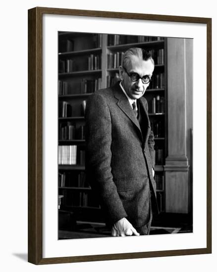 Austrian Born Mathematician Kurt Godel in Serious Portrait at Institute of Advanced Study-Alfred Eisenstaedt-Framed Premium Photographic Print