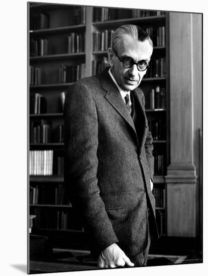 Austrian Born Mathematician Kurt Godel in Serious Portrait at Institute of Advanced Study-Alfred Eisenstaedt-Mounted Premium Photographic Print