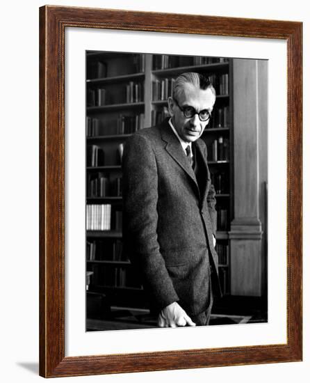 Austrian Born Mathematician Kurt Godel in Serious Portrait at Institute of Advanced Study-Alfred Eisenstaedt-Framed Premium Photographic Print