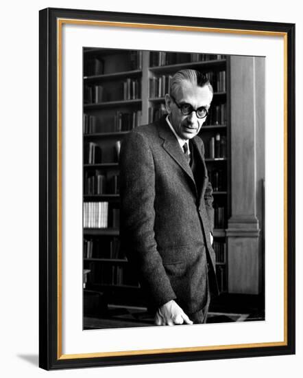 Austrian Born Mathematician Kurt Godel in Serious Portrait at Institute of Advanced Study-Alfred Eisenstaedt-Framed Premium Photographic Print