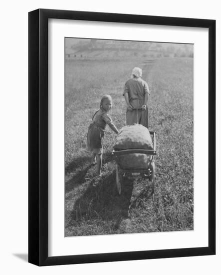 Austrian Farmer Worker and Child Going Home at the End of the Day, Molln, Austria-Emil Otto Hoppé-Framed Photographic Print