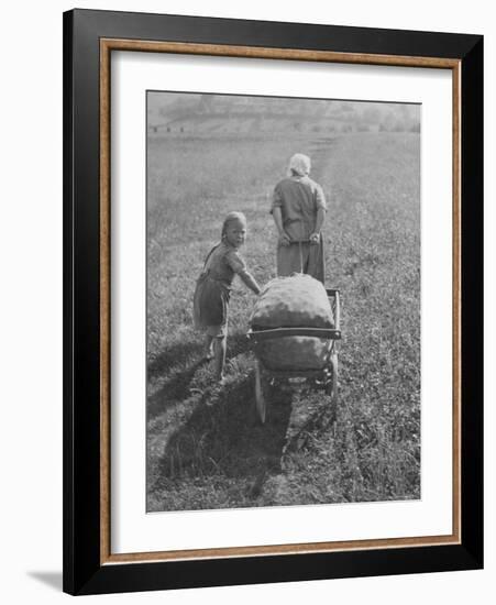 Austrian Farmer Worker and Child Going Home at the End of the Day, Molln, Austria-Emil Otto Hoppé-Framed Photographic Print