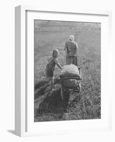 Austrian Farmer Worker and Child Going Home at the End of the Day, Molln, Austria-Emil Otto Hoppé-Framed Photographic Print
