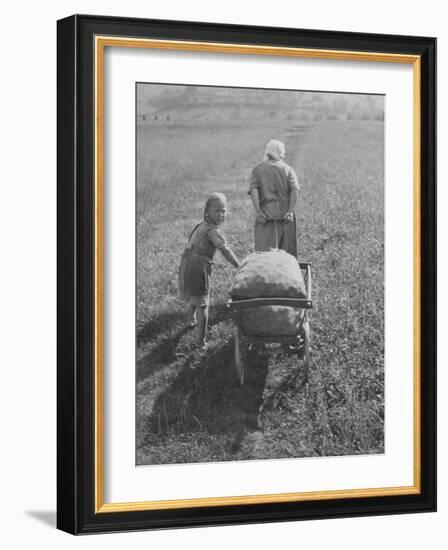 Austrian Farmer Worker and Child Going Home at the End of the Day, Molln, Austria-Emil Otto Hoppé-Framed Photographic Print