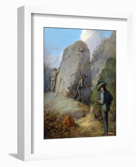 Austrian Hunters Lying in Wait in the Purgstall Mountains-Rudolf Swoboda Der Ältere-Framed Giclee Print