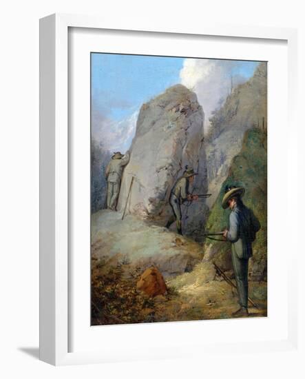 Austrian Hunters Lying in Wait in the Purgstall Mountains-Rudolf Swoboda Der Ältere-Framed Giclee Print