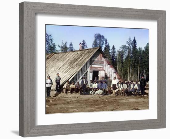 Austro-Hungarian Prisoners of War Near a Barracks, Karelia, Russia, Wwi, 1915-Sergey Mikhaylovich Prokudin-Gorsky-Framed Giclee Print