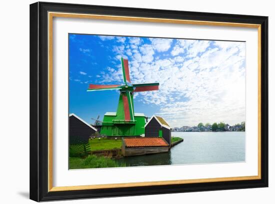 Authentic Zaandam Mills on the Water Channel-SerrNovik-Framed Photographic Print