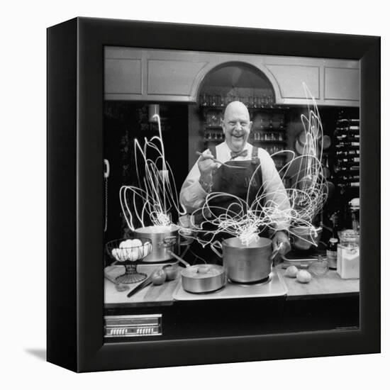 Author and Top Chef James A. Beard in Kitchen Creating Light Trails Al a Picasso-Arthur Schatz-Framed Premier Image Canvas