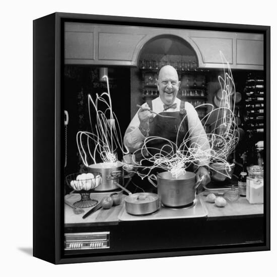 Author and Top Chef James A. Beard in Kitchen Creating Light Trails Al a Picasso-Arthur Schatz-Framed Premier Image Canvas