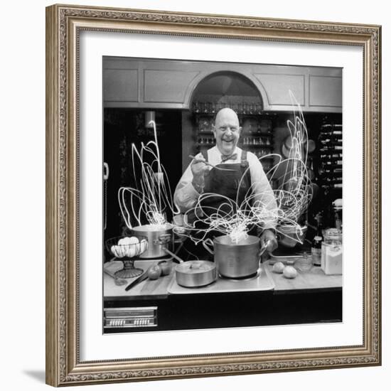 Author and Top Chef James A. Beard in Kitchen Creating Light Trails Al a Picasso-Arthur Schatz-Framed Premium Photographic Print