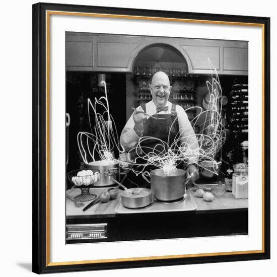 Author and Top Chef James A. Beard in Kitchen Creating Light Trails Al a Picasso-Arthur Schatz-Framed Premium Photographic Print