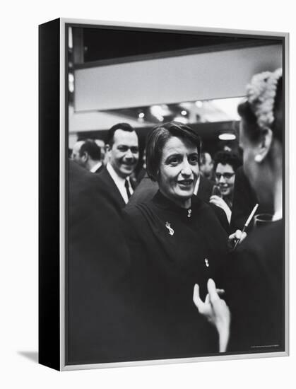 Author Ayn Rand Chatting with Admirers at National Book Awards-Alfred Eisenstaedt-Framed Premier Image Canvas