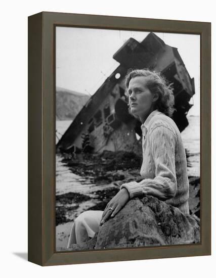 Author Daphine du Maurier Sitting by a Wrecked Ship-Hans Wild-Framed Premier Image Canvas