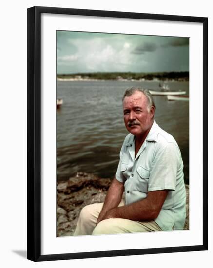 Author Ernest Hemingway at Cuban Fishing Village Like the One in Book "The Old Man and the Sea"-Alfred Eisenstaedt-Framed Premium Photographic Print