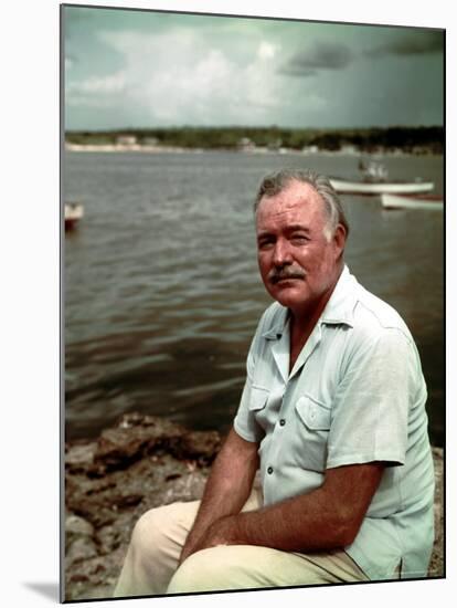 Author Ernest Hemingway at Cuban Fishing Village Like the One in Book "The Old Man and the Sea"-Alfred Eisenstaedt-Mounted Premium Photographic Print